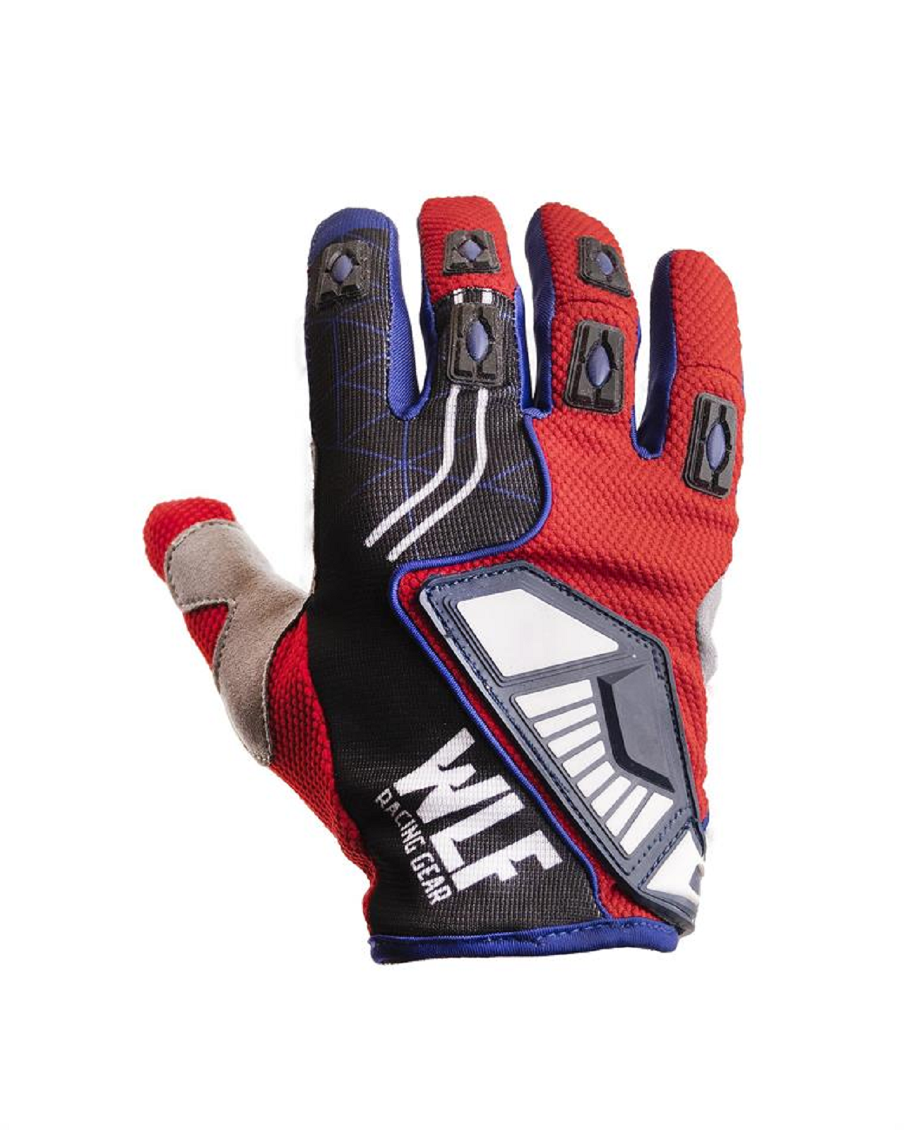 Motosiklet Eldiven MX Serisi Kırmızı - Mavi Beden:L WLF RACİNG