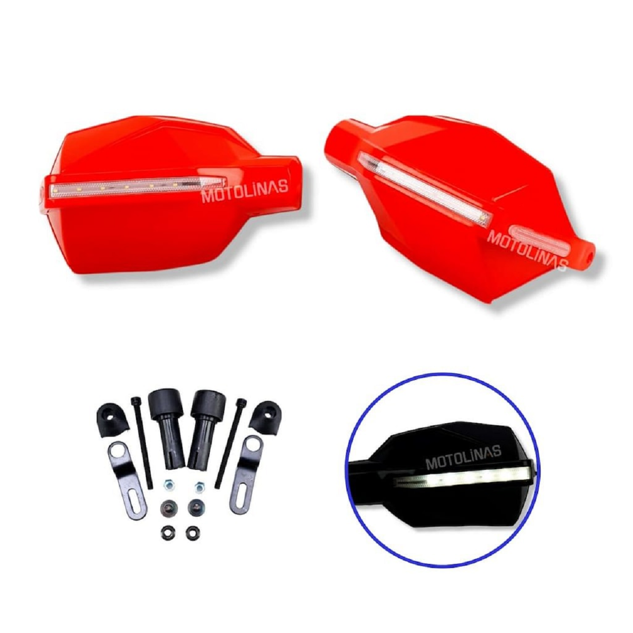 Motosiklet El Koruma Rüzgarlığı Ledli Üniversal Kırmızı Empar