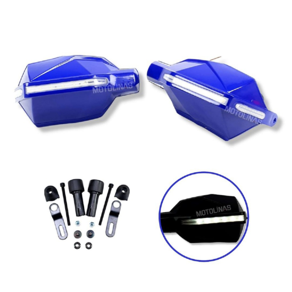 Motosiklet El Koruma Rüzgarlığı Ledli Üniversal Mavi Empar