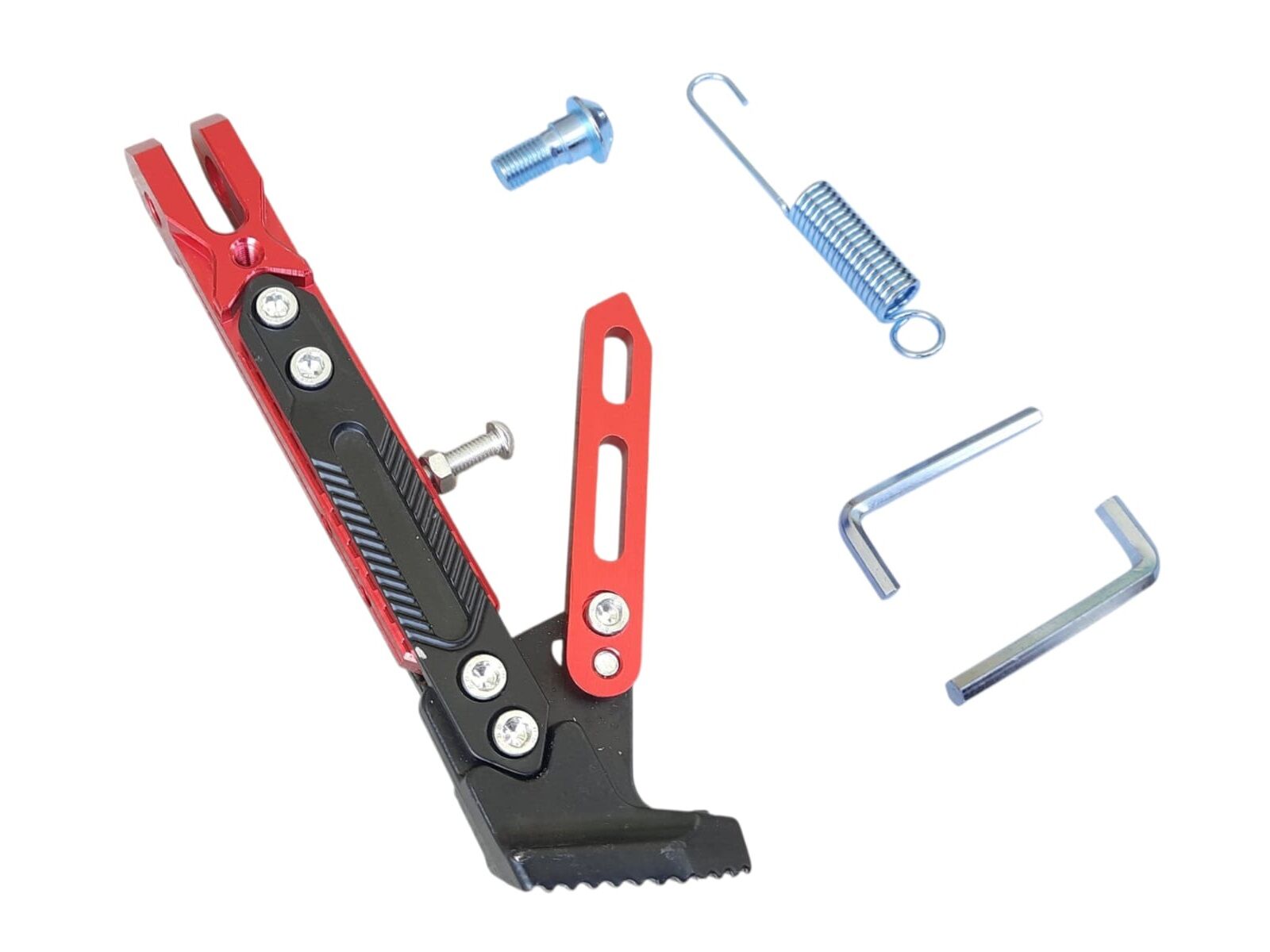 Motosiklet Üniversal Yan Sehpa Set Ayarlı Alüminyum Kırmızı Renixpart