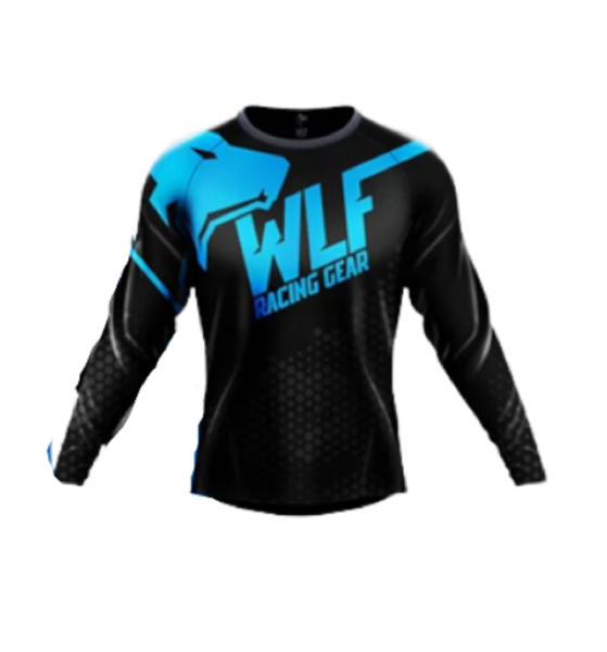 Motosiklet Jersey Mavi - Siyah Beden:M WLF RACİNG