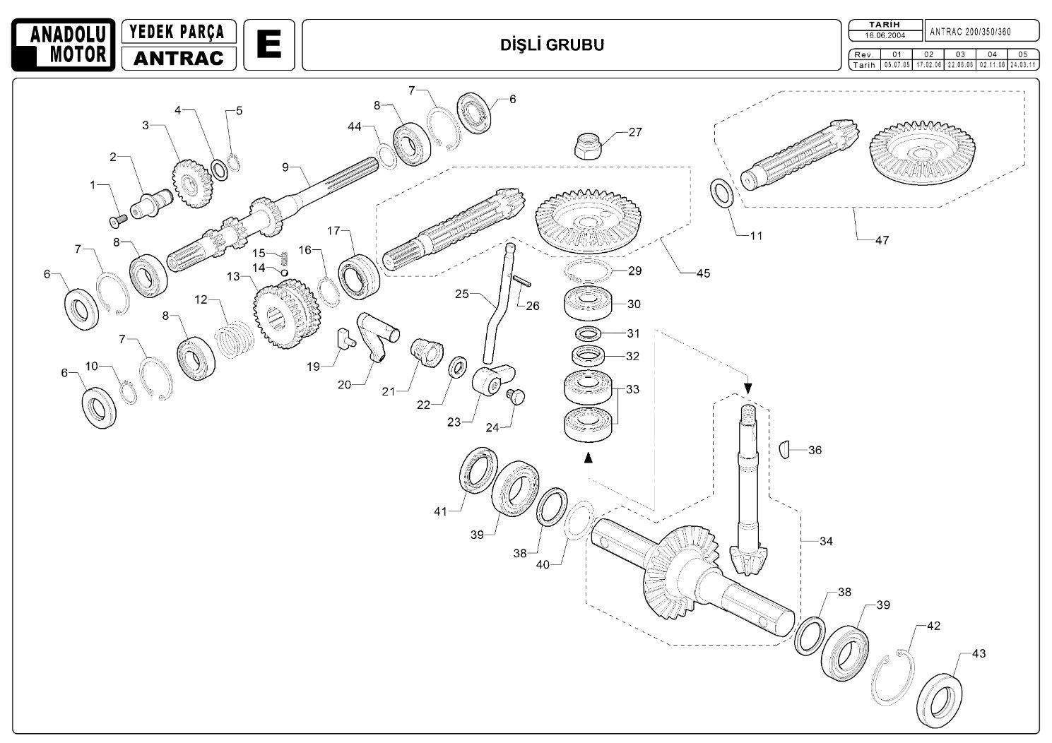 Antrac 200-270-320 Şanzuman ve Aks Komple 3+1 Orjinal - Sadece