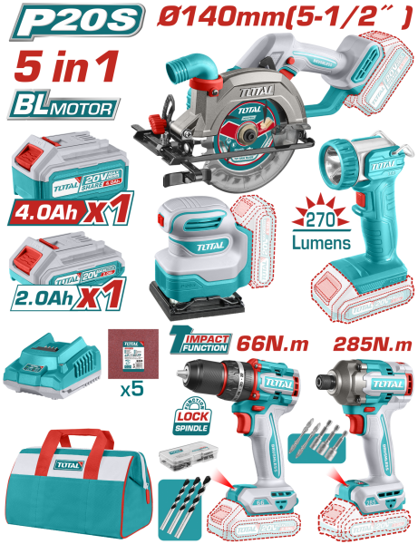 Total TOSLI241081E Daire Testere+Zımpara+Darbeli Matkap Set