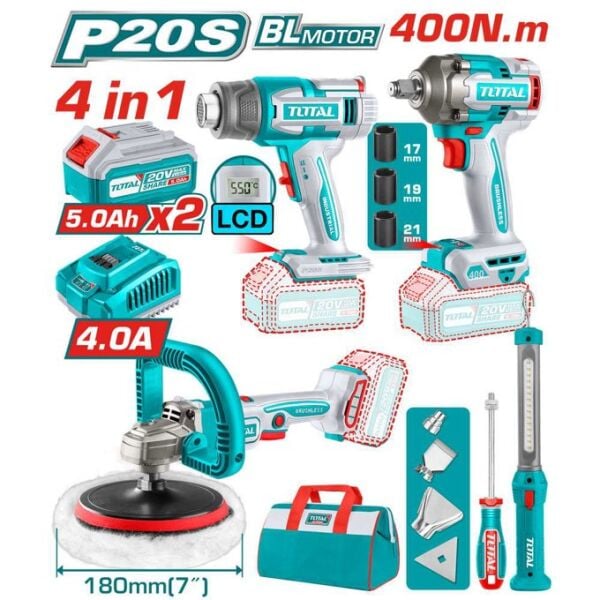 Total TOSLI24182E Polisaj+Sıcak Hava Tabancalı+Somun Sökme 3 Lü Set