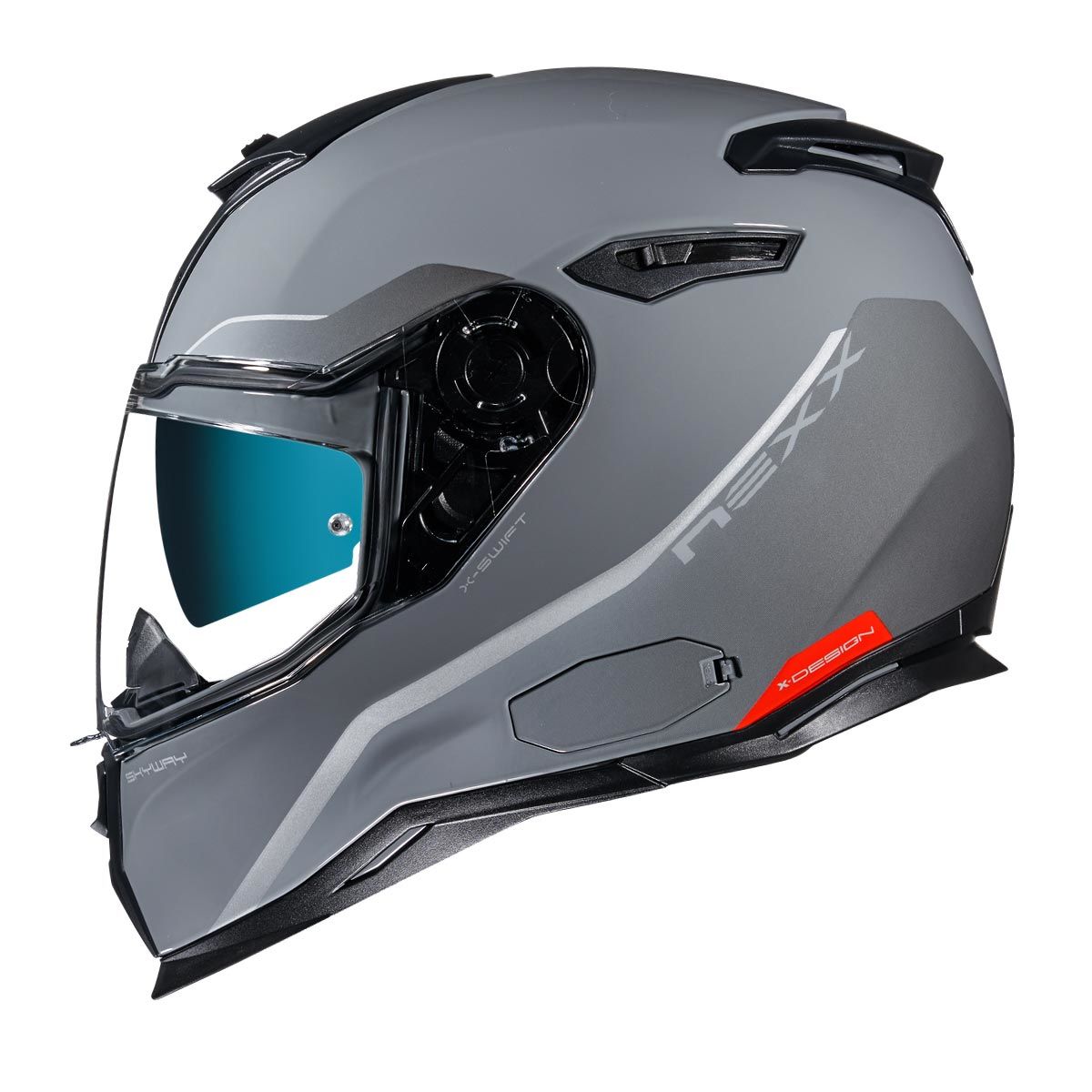 NEXX SX.100 Kask Skyway Gri-Kırmızı Beden: XXL