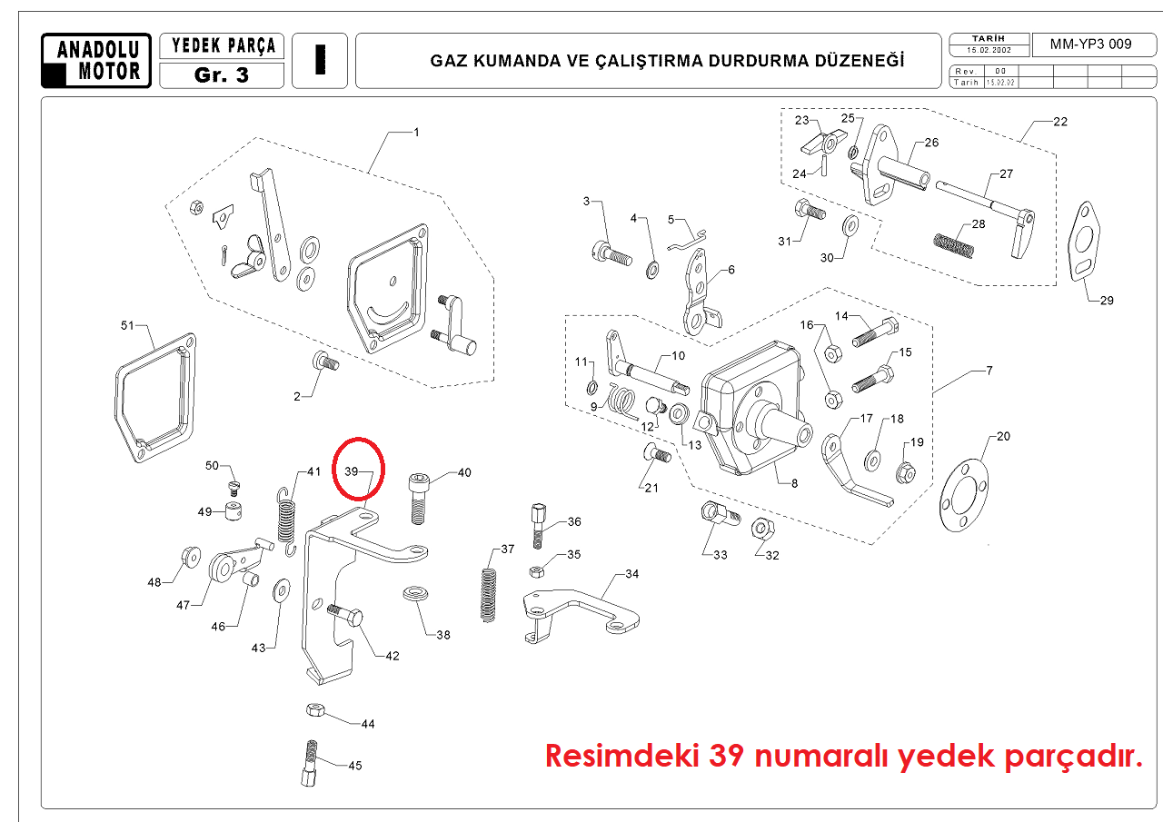 Antor 450-510 Gaz Teli Tertibatı Çapa Tipi Orjinal