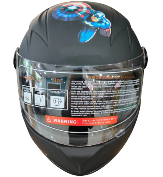 Kask Çocuk Modeli Mat Siyah Çeneli