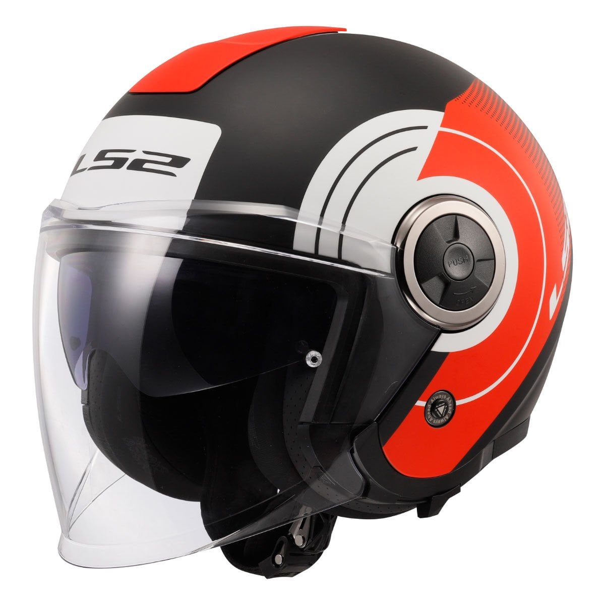 LS2 Classy Disko Kask Mat Siyah-Kırmıızı-Beyaz Beden: L