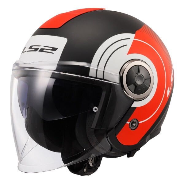 LS2 Classy Disko Kask Mat Siyah-Kırmıızı-Beyaz Beden: L