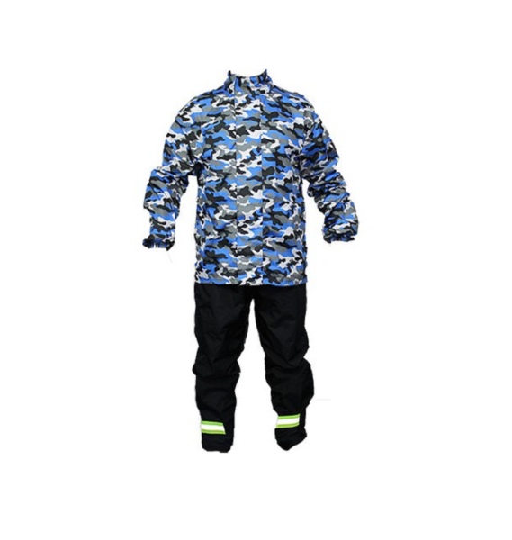 Motosiklet Yağmurluk Takımı Kamuflaj Mavi Vexo