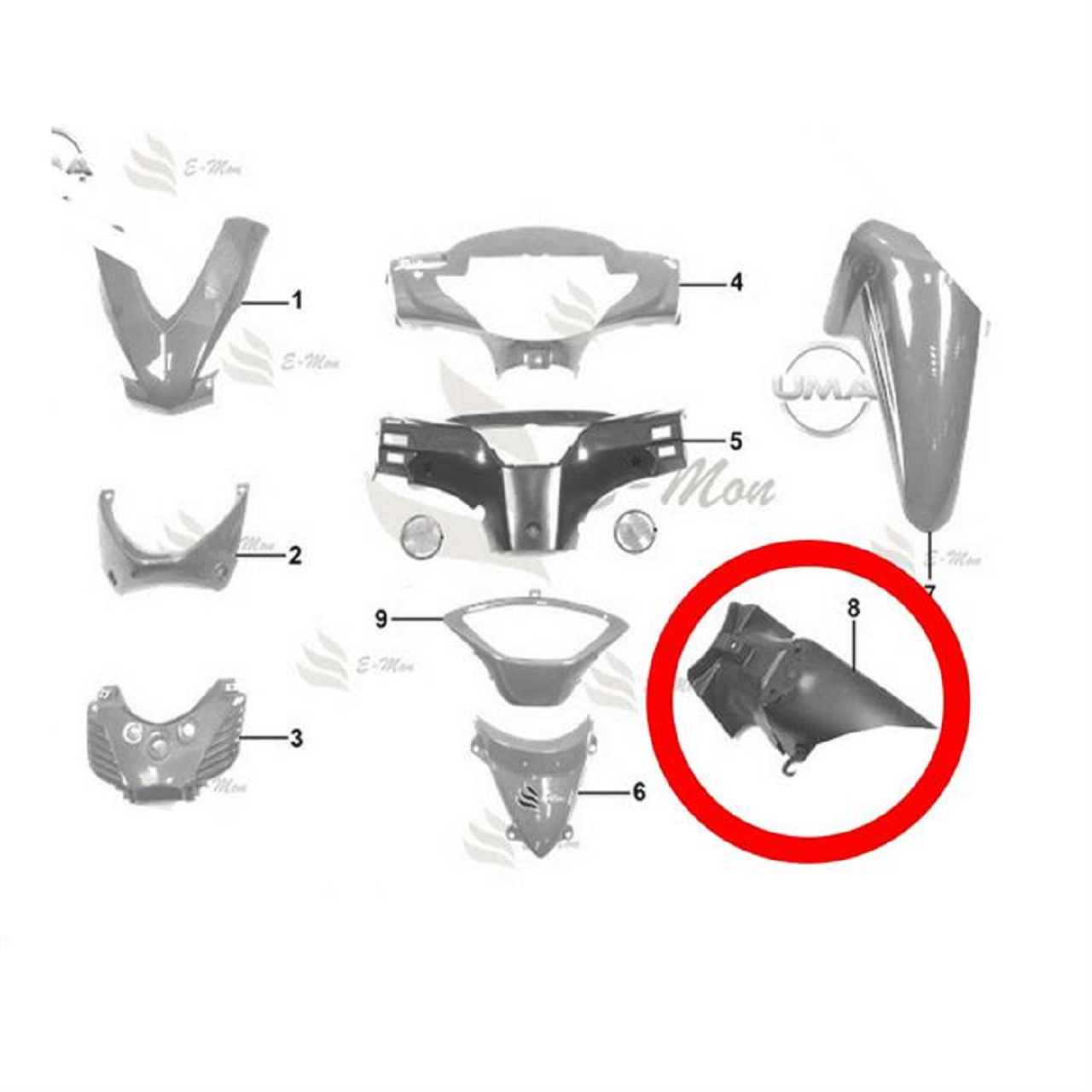 E-Mon Cup Ön Çamurluk Arka Parça Orjinal