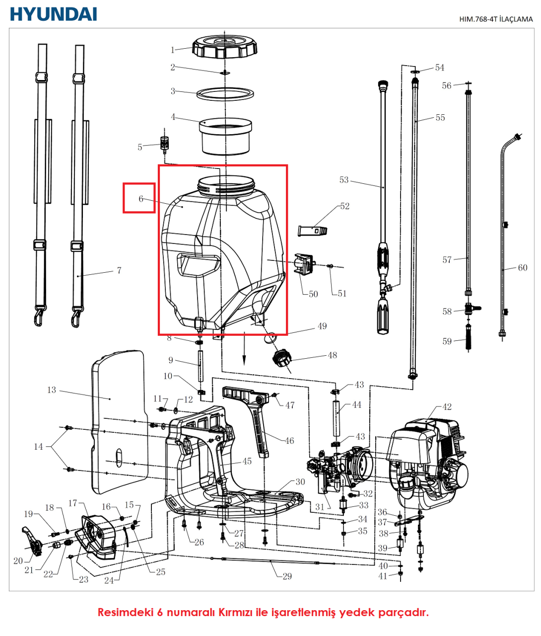 Hyundai FST 768 - 4T Pülverizatör İlaç Deposu Orjinal