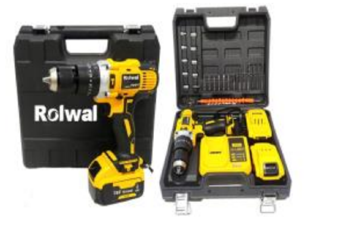 Rolwal Solo 18V 2AH Şarjlı Darbeli Matkap Çift Akülü 24 Parça Aksesuarlı