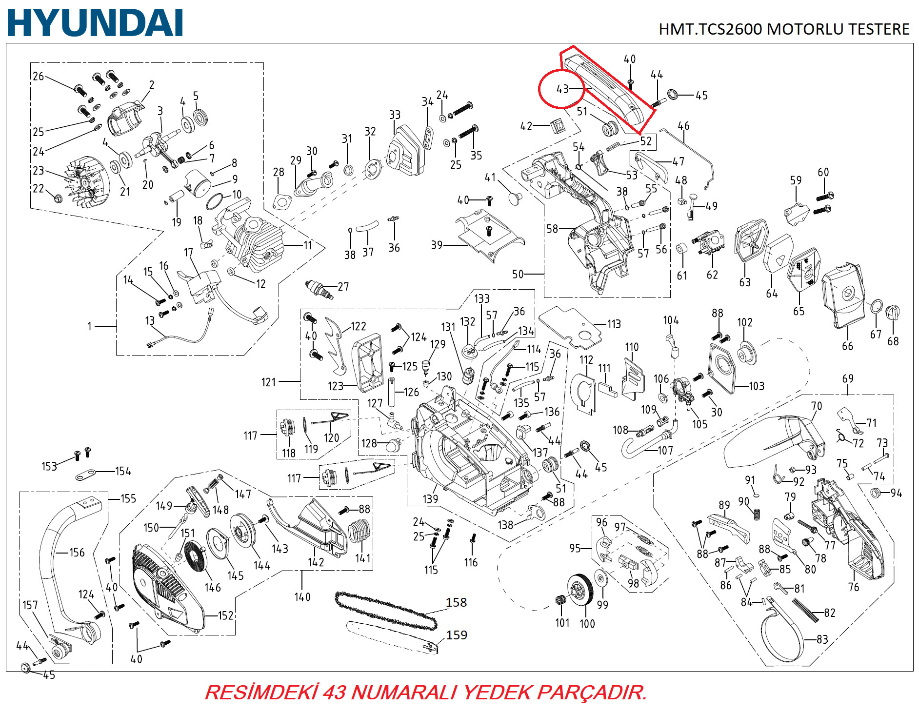 Hyundai HMT2500-2600 Kabze Üst Kapak Orjinal