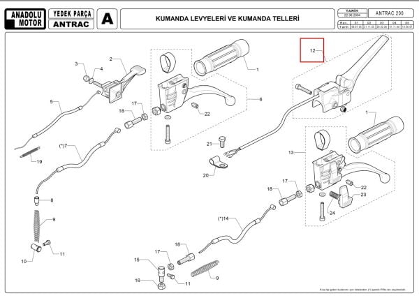 Antrac 200 Stop Emniyet Kilidi Komple Benzinli Orjinal