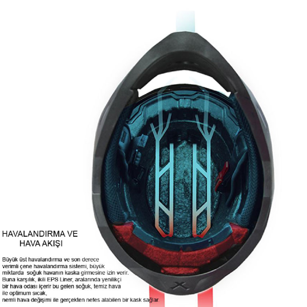 Motosiket Kask SX100 SKYWAY Gri - Kırmızı Beden:XL NEXX