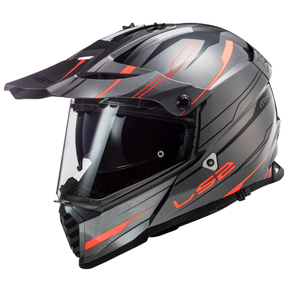 Motosiklet Kask Pioneer Evo Knight  Titanyum - Turuncu Beden: L LS2