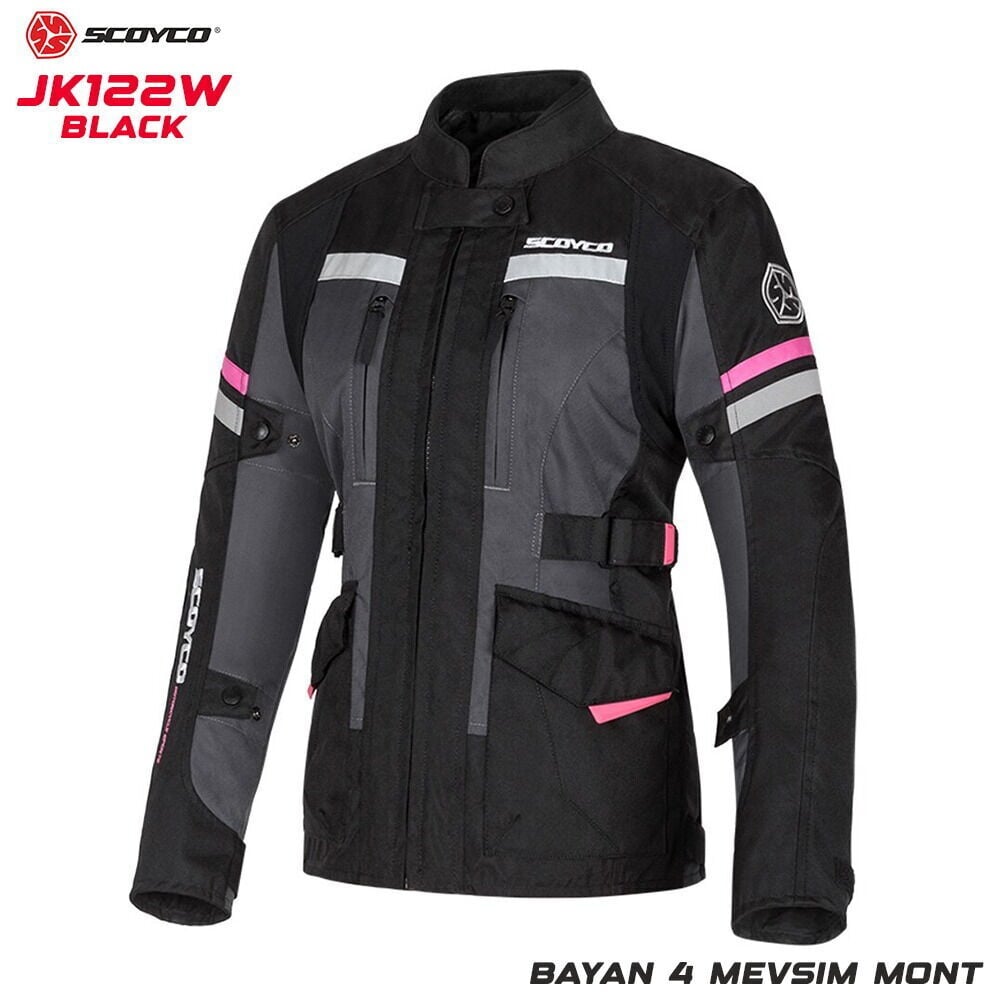 Scoyco JK 122W Mont 4 Mevsim Kadın Siyah-Pembe Beden: XL