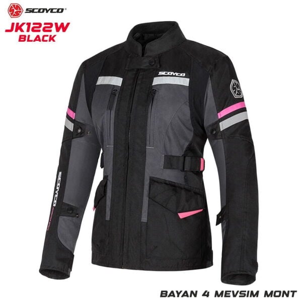 Scoyco JK 122W Mont 4 Mevsim Kadın Siyah-Pembe Beden: XL