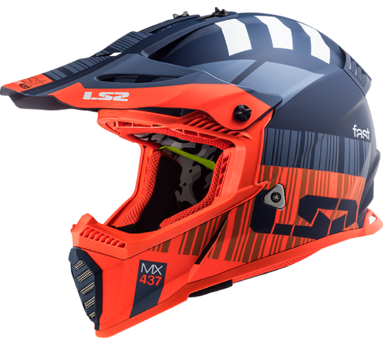 Motosiklet Kask Fast Evo XCode Mat Turuncu - Mavi Beden: XL LS2