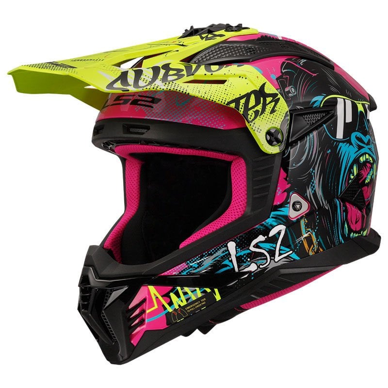 LS2 Fast 2 Kask Gorilla Mor-Neon Sarı Beden: L