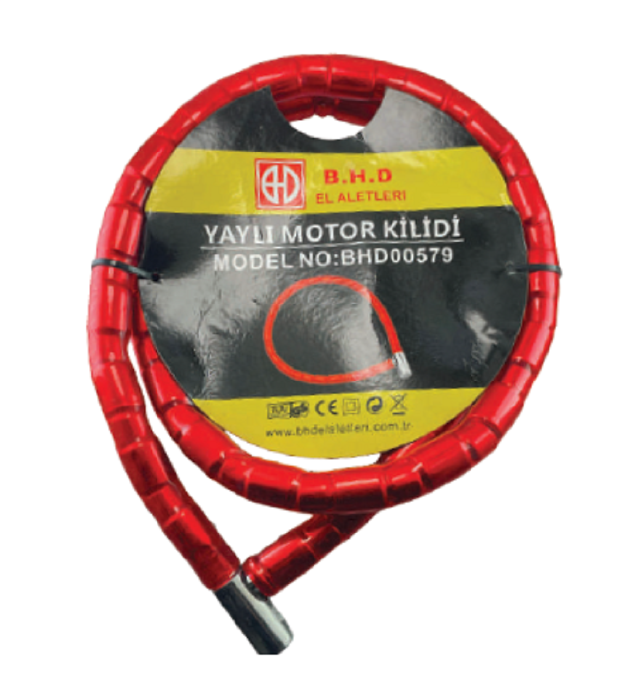 Halat Kilit Yaylı Kırmızı 22mm X 150cm BHD