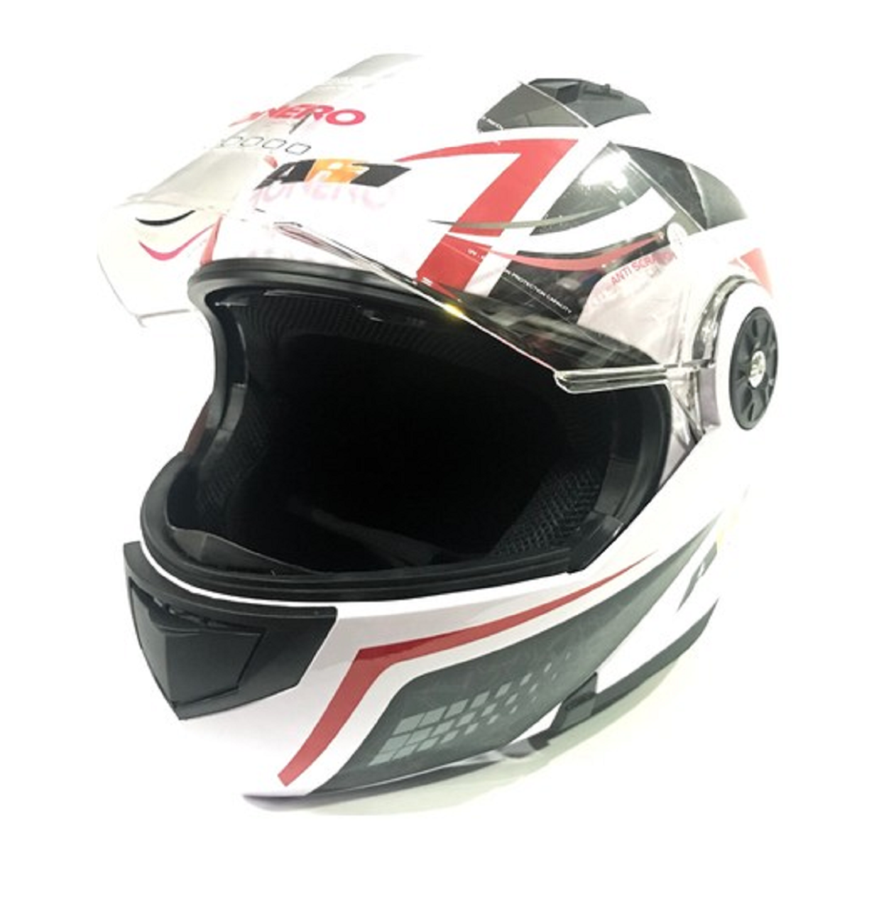 Motosiklet Kask Çene Açılır Vizörlü ECE Belgeli Beyaz - Kırmızı Beden: M AR-1