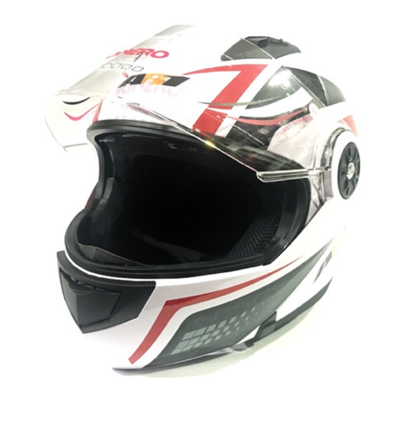 Motosiklet Kask Çene Açılır Vizörlü ECE Belgeli Beyaz - Kırmızı Beden: M AR-1