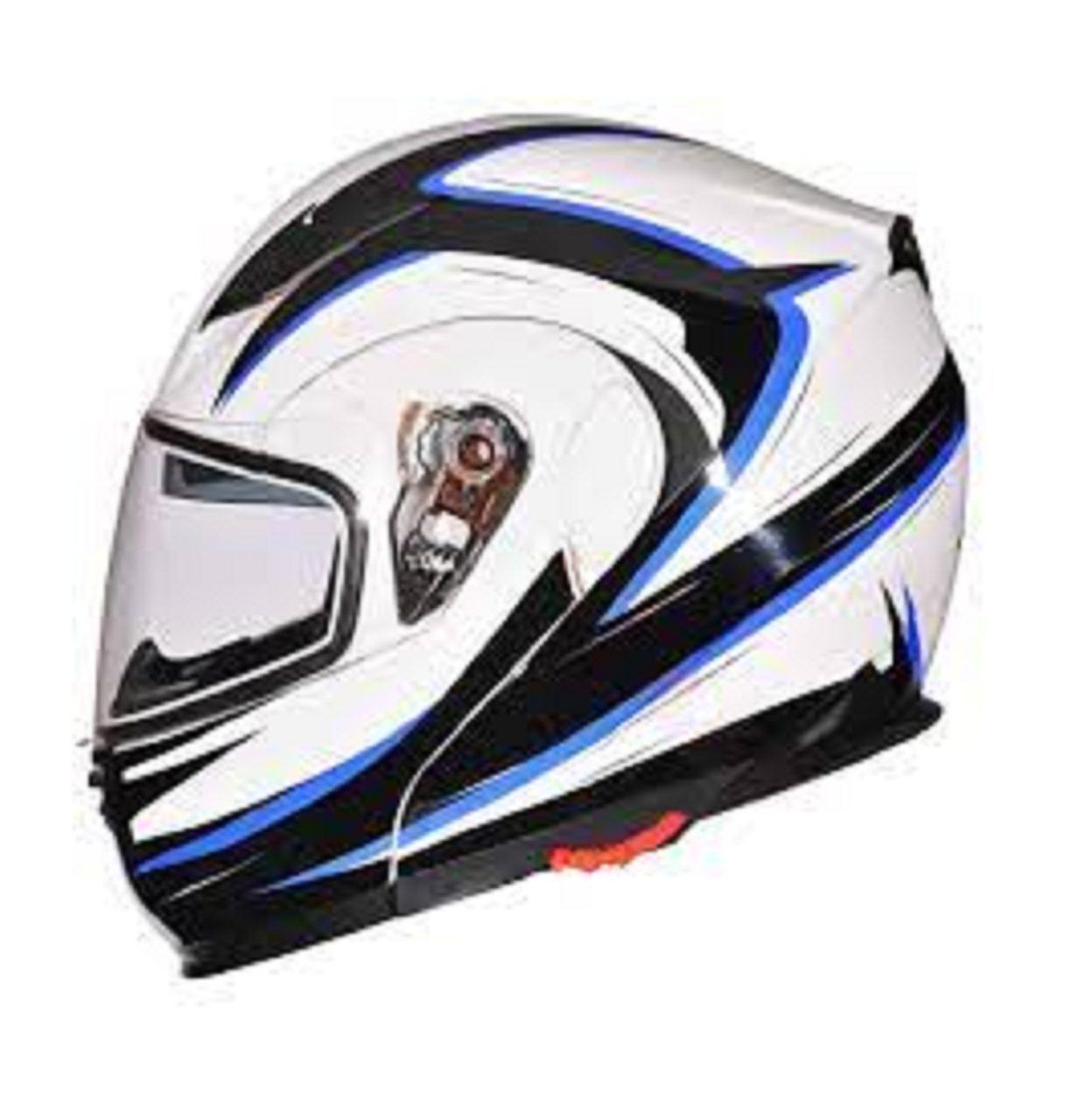 Motosiklet Kask Çene Açılır Vizörlü ECE Belgeli Beyaz - Mavi Beden: L AR-1