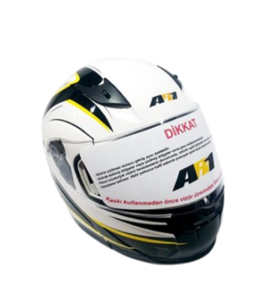 Motosiklet Kask Çene Açılır Vizörlü ECE Belgeli Beyaz - Sarı Beden: L AR-1