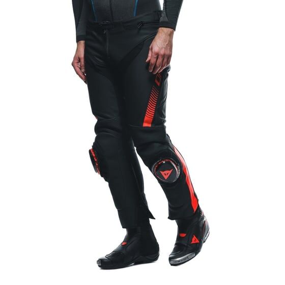 Dainese Super Speed Leather Pants Black Red Fluo Kırmızı Siyah Beden : 54