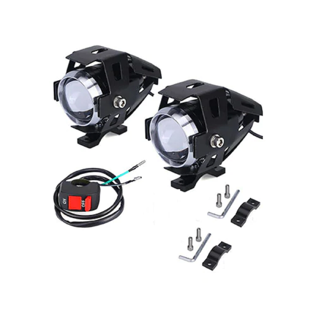 Motosiklet Sis Farı Seti Ve Far Anahtarı Siyah Korumalı Vexo