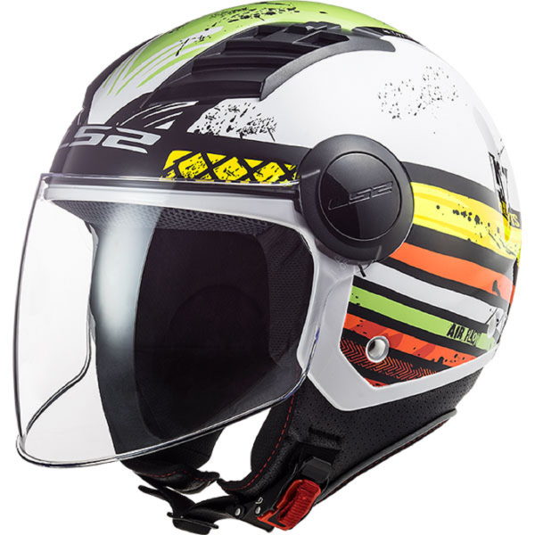 Motosiklet Kask Airflow Ronnie Beyaz - Yeşil Beden: M LS2