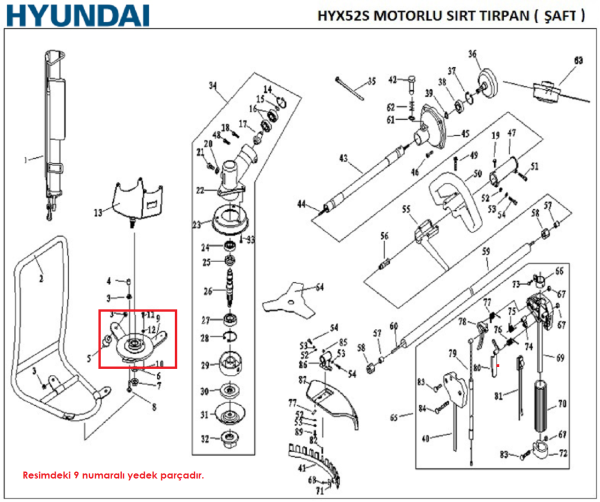 Hyundai BG520 - HYX 55S Alt Ayak Saçlı Sırt Tipi Orjinal