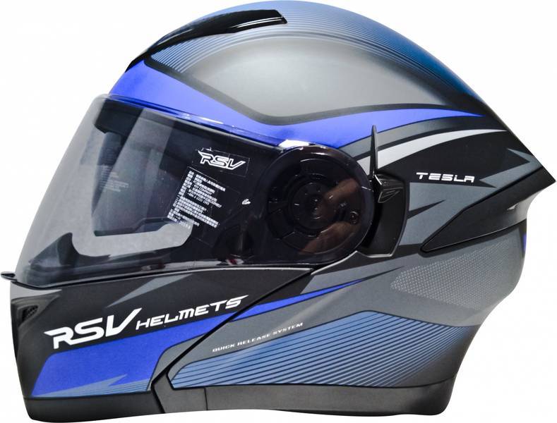 Motosiklet Kask Çeneden Açılır Vizörlü Mavi Beden:xl Tesla Rsv