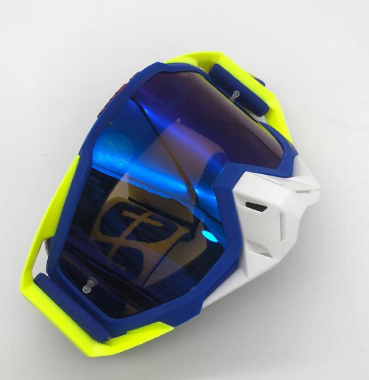 Motosiklet Gözlük Neon Sarı - Mavi (Mavi Camlı) 100