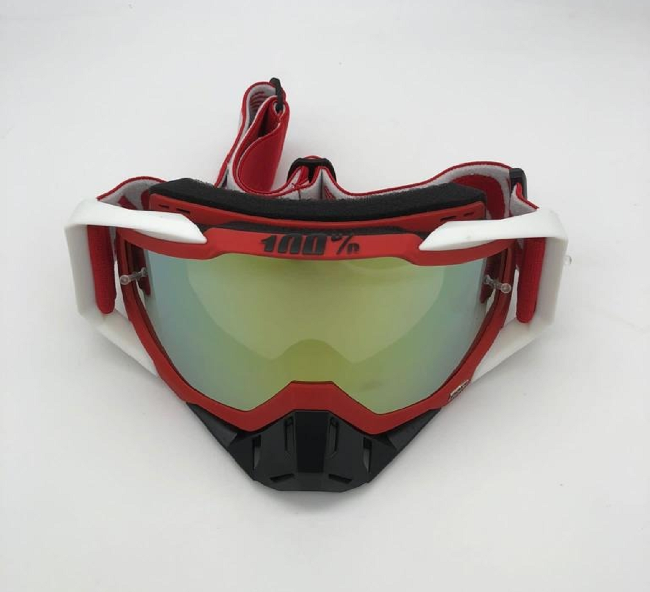 Motosiklet Gözlük Siyah - Kırmızı (Sarı Camlı) 100